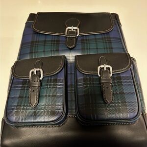 Authentic Coach leather plaid embossed backpack. New, never used.